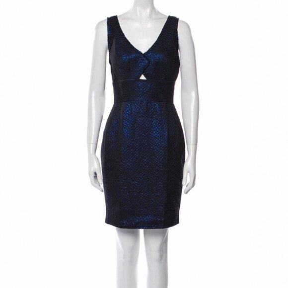 NEW Zac Posen Bodycon Dress Womens Size 4 Blue Metallic Cocktail Party - Picture 1 of 11